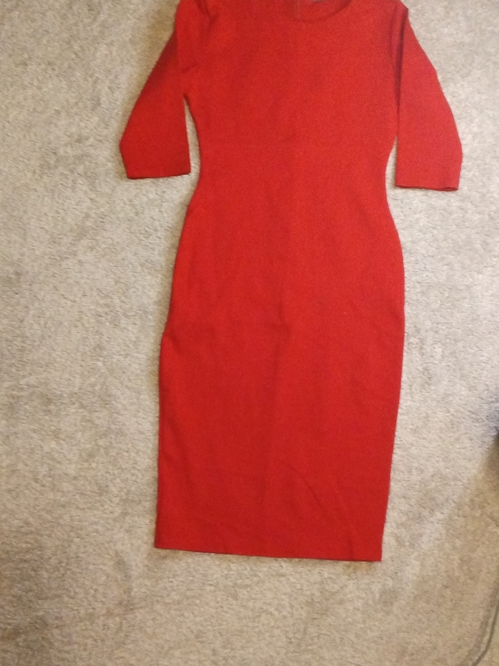 Red Fitted Midi Dress - Classic Sheath Style